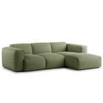 Divano angolare a 3 posti HUDSON Tessuto Bouclé Bony: verde muschio - Larghezza: 251 cm - Longchair preimpostata a destra