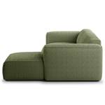 Divano angolare a 3 posti HUDSON Tessuto Bouclé Bony: verde muschio - Larghezza: 251 cm - Longchair preimpostata a destra