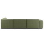 Ecksofa HUDSON 3-Sitzer mit Recamiere Bouclé Stoff Bony: Moosgrün - Longchair davorstehend rechts