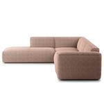 Ecksofa HUDSON 3-Sitzer mit Recamiere Bouclé Stoff Bony: Mauve - Longchair davorstehend links