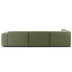 Ecksofa HUDSON 3-Sitzer mit Recamiere Bouclé Stoff Bony: Moosgrün - Longchair davorstehend links