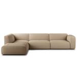 Hoekbank HUDSON 3-zits met recamiere Corduroy Snor: Taupe - Longchair vooraanzicht links