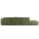 Divano angolare con chaise longue HUDSON Tessuto Bouclé Bony: verde muschio - Longchair preimpostata a destra