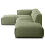 Hoekbank HUDSON met chaise longue Bouclé Stof Bony: Mosgroen - Longchair vooraanzicht links