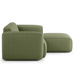 Hoekbank HUDSON met XL-chaise longue Bouclé Stof Bony: Mosgroen - Longchair vooraanzicht rechts