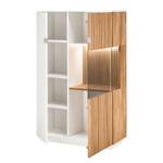 Highboard Lazori - 92 cm deels massief eikenhout - Bianco eikenhout - Wit - Glazendeur rechts