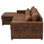 Hoekbank Dailman met chaise longue Microvezel Goda: Chocoladebruin - Longchair vooraanzicht links