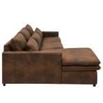 Hoekbank Dailman met chaise longue Microvezel Goda: Chocoladebruin - Longchair vooraanzicht links