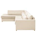 Ecksofa Dailman mit Ottomane Cordstoff Lola: Creme - Ottomane davorstehend links