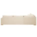 Ecksofa Dailman mit Ottomane Cordstoff Lola: Creme - Ottomane davorstehend links