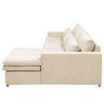 Ecksofa Dailman mit Longchair Cordstoff Lola: Creme - Longchair davorstehend rechts