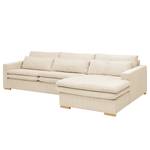 Ecksofa Dailman mit Longchair Cordstoff Lola: Creme - Longchair davorstehend rechts