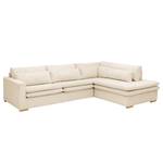 Ecksofa Dailman mit Ottomane Cordstoff Lola: Creme - Ottomane davorstehend rechts