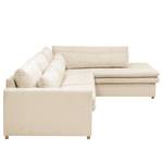 Ecksofa Dailman mit Ottomane Cordstoff Lola: Creme - Ottomane davorstehend rechts