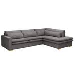 Ecksofa Dailman mit Ottomane Cordstoff Lola: Grau - Ottomane davorstehend rechts