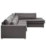 Ecksofa Dailman mit Ottomane Cordstoff Lola: Grau - Ottomane davorstehend rechts