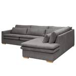 Ecksofa Dailman mit Ottomane Cordstoff Lola: Grau - Ottomane davorstehend rechts