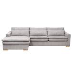 Hoekbank Dailman met chaise longue Corduroy Lola: Lichtgrijs - Longchair vooraanzicht links