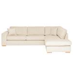 Ecksofa Madras mit Ottomane Cordstoff Lola: Creme - Ottomane davorstehend rechts