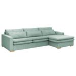 Ecksofa Dailman mit Longchair Cordstoff Lola: Babyblau - Longchair davorstehend rechts