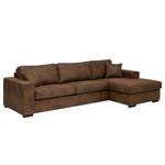 Hoekbank Madras met chaise longue Microvezel Goda: Chocoladebruin - Longchair vooraanzicht rechts