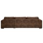 Hoekbank Madras met chaise longue Microvezel Goda: Chocoladebruin - Longchair vooraanzicht rechts