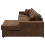 Hoekbank Madras met chaise longue Microvezel Goda: Chocoladebruin - Longchair vooraanzicht rechts