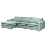 Ecksofa Dailman mit Longchair Cordstoff Lola: Babyblau - Longchair davorstehend links