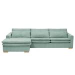 Hoekbank Dailman met chaise longue Corduroy Lola: Lichtblauw - Longchair vooraanzicht links