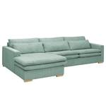 Ecksofa Dailman mit Longchair Cordstoff Lola: Babyblau - Longchair davorstehend links