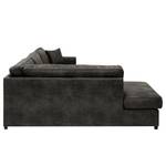 Ecksofa Madras mit Ottomane Microfaser Goda: Anthrazit - Ottomane davorstehend links