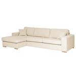 Hoekbank Madras met chaise longue Corduroy Lola: Crèmekleurig - Longchair vooraanzicht links