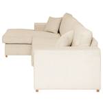 Ecksofa Madras mit Longchair Cordstoff Lola: Creme - Longchair davorstehend links