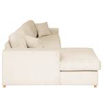 Ecksofa Madras mit Longchair Cordstoff Lola: Creme - Longchair davorstehend links