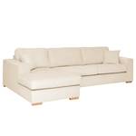 Ecksofa Madras mit Longchair Cordstoff Lola: Creme - Longchair davorstehend links