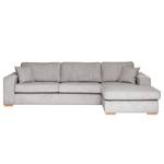 Hoekbank Madras met chaise longue Corduroy Lola: Lichtgrijs - Longchair vooraanzicht rechts