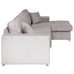 Hoekbank Madras met chaise longue Corduroy Lola: Lichtgrijs - Longchair vooraanzicht rechts