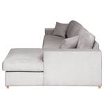 Hoekbank Madras met chaise longue Corduroy Lola: Lichtgrijs - Longchair vooraanzicht rechts