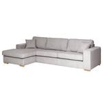 Hoekbank Madras met chaise longue Corduroy Lola: Lichtgrijs - Longchair vooraanzicht links