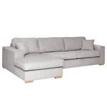 Hoekbank Madras met chaise longue Corduroy Lola: Lichtgrijs - Longchair vooraanzicht links