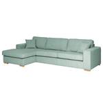 Ecksofa Madras mit Longchair Cordstoff Lola: Babyblau - Longchair davorstehend links