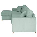 Ecksofa Madras mit Longchair Cordstoff Lola: Babyblau - Longchair davorstehend links