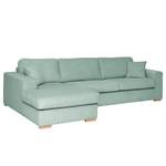 Hoekbank Madras met chaise longue Corduroy Lola: Lichtblauw - Longchair vooraanzicht links