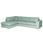 Ecksofa Madras mit Ottomane Cordstoff Lola: Babyblau - Ottomane davorstehend links