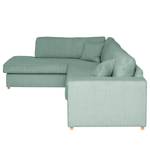 Ecksofa Madras mit Ottomane Cordstoff Lola: Babyblau - Ottomane davorstehend links