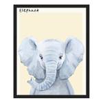 Quadro Elephant Faggio massello / Vetro acrilico - Nero - 43 x 53 cm