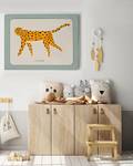 Impression sur toile Leopard Pin massif / Lin - Marron - 60 x 80 cm