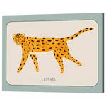 Impression sur toile Leopard Pin massif / Lin - Marron - 40 x 50 cm