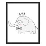 Tableau déco King Elephant Hêtre massif / Plexiglas - Noir - 43 x 53 cm