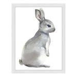 Afbeelding Watercolor Grey Rabbit massief beukenhout/acrylglas - wit - 33 x 43 cm